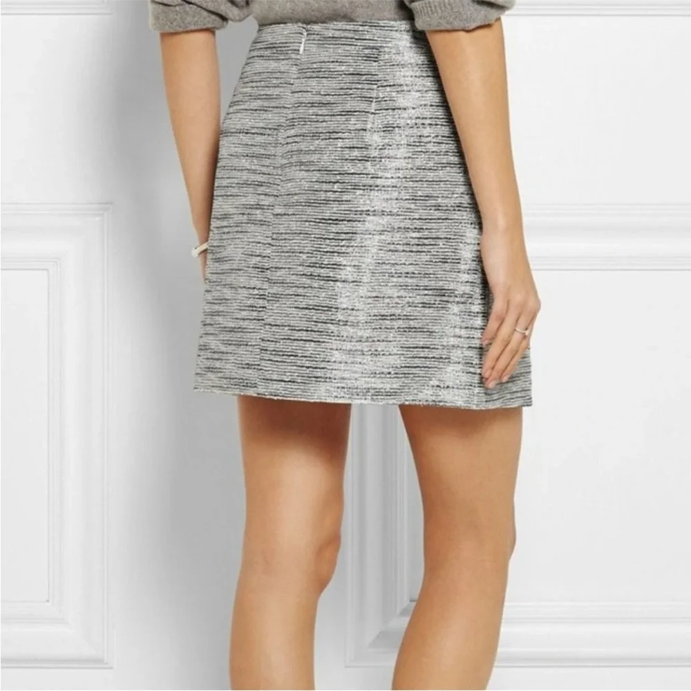 J Crew Textured Tweed Flap Mini Skirt Black Silver 10